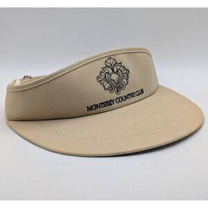 Vintage Monterey Country Club Hat Cap Visor Golf Strap Back Tan Khaki VTG 80s CC